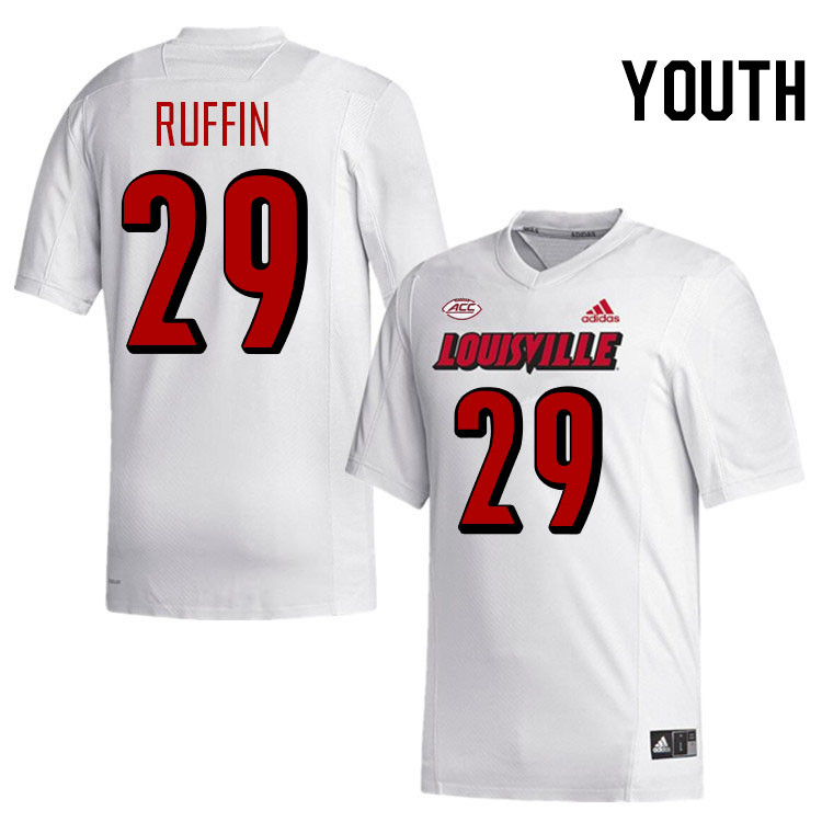 Youth #29 Blake Ruffin Louisville Cardinals College Football Jerseys Stitched-White